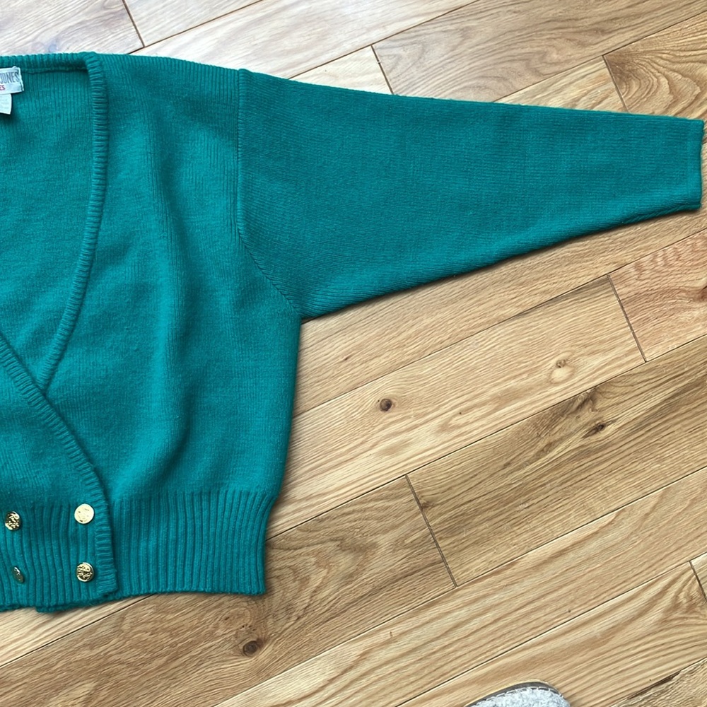 Vintage double breasted green sweater size large - Picture 3 of 4